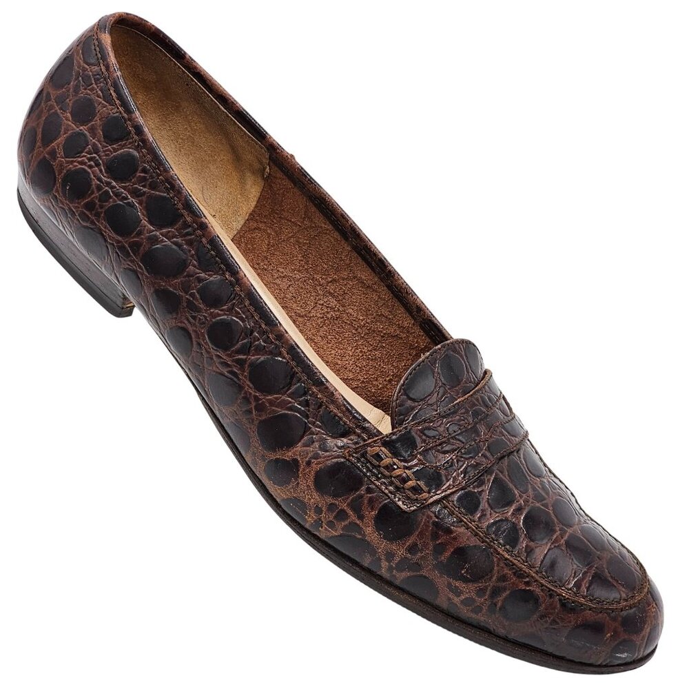 Vintage Salvatore Ferragamo Italy Crocodile Alligator Emb. Womens 8.5AAA Loafers - Picture 2 of 13